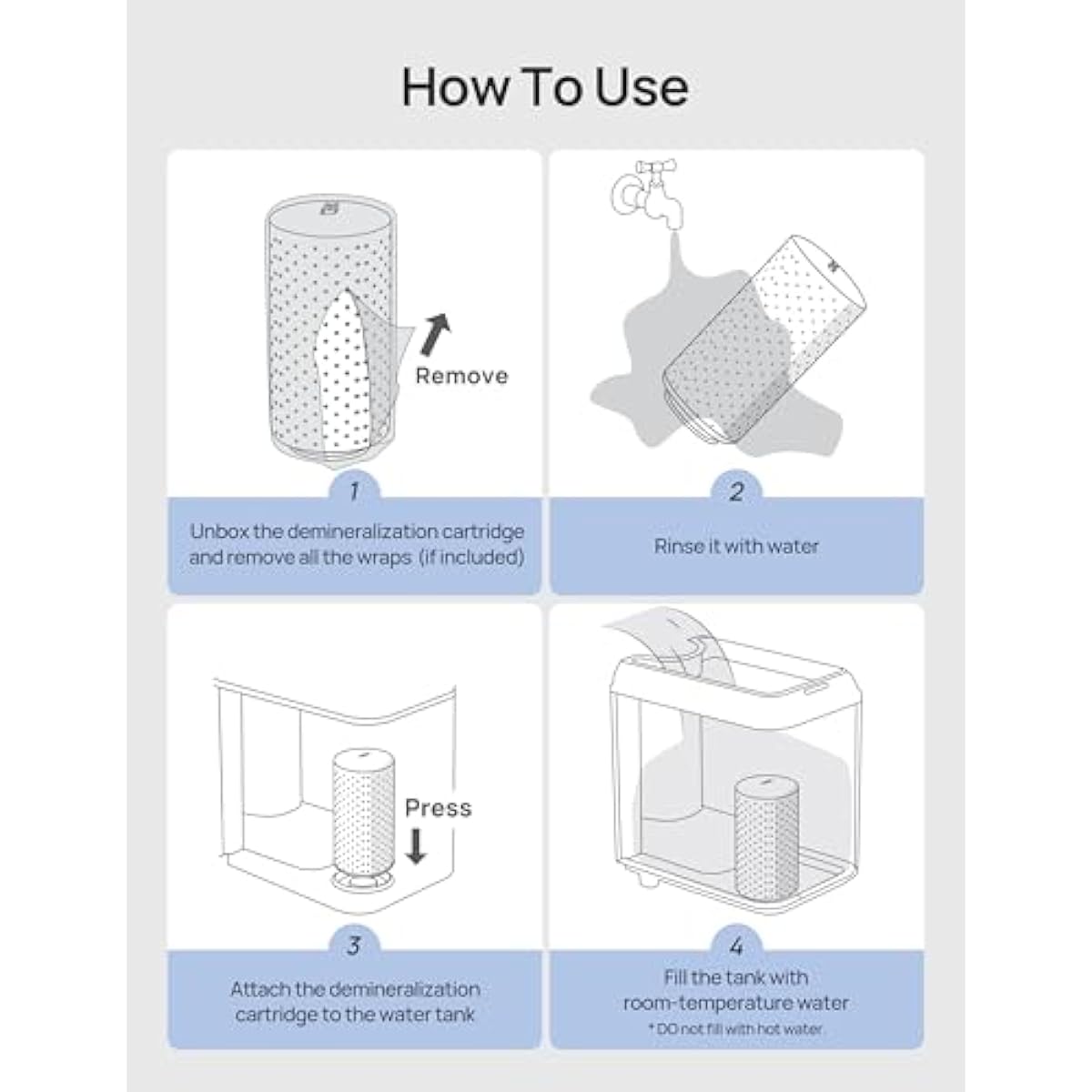 DREO Scale-Inhibitor Cartridge 3-Pack for Humidifiers, Compatible with Dreo Humidifiers HM512S/713/713S/717S, Prevent Mineral Build-up, Filter Hard Water, Eliminate White Dust