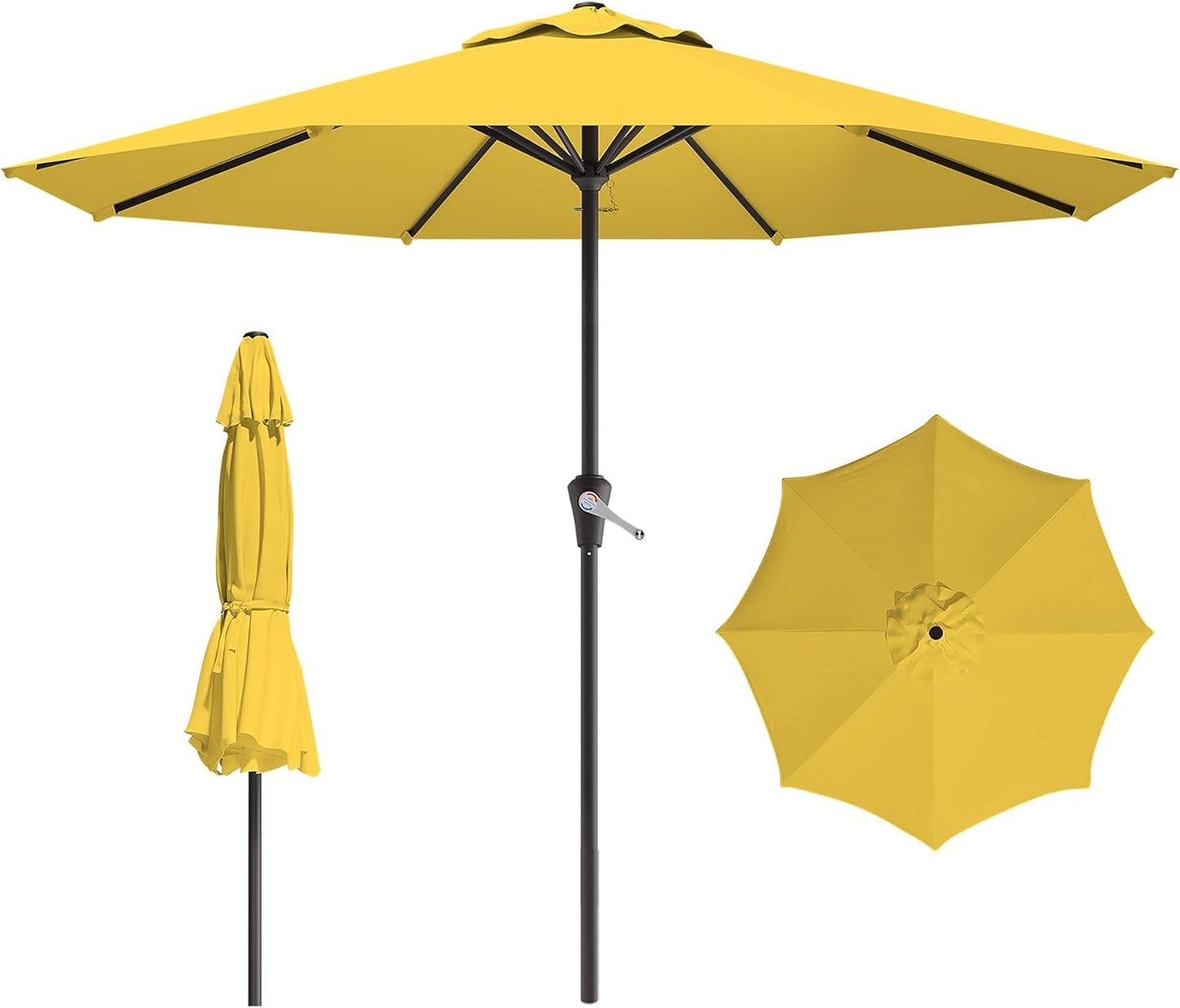 AreShark 9 FT Patio Umbrella for Outdoor, Outdoor Umbrella with Push Button Tilt and Crank, Outdoor Patio Umbrellas with 8 Sturdy Ribs for Market, Garden, Deck, Backyard, Pool (Navy)