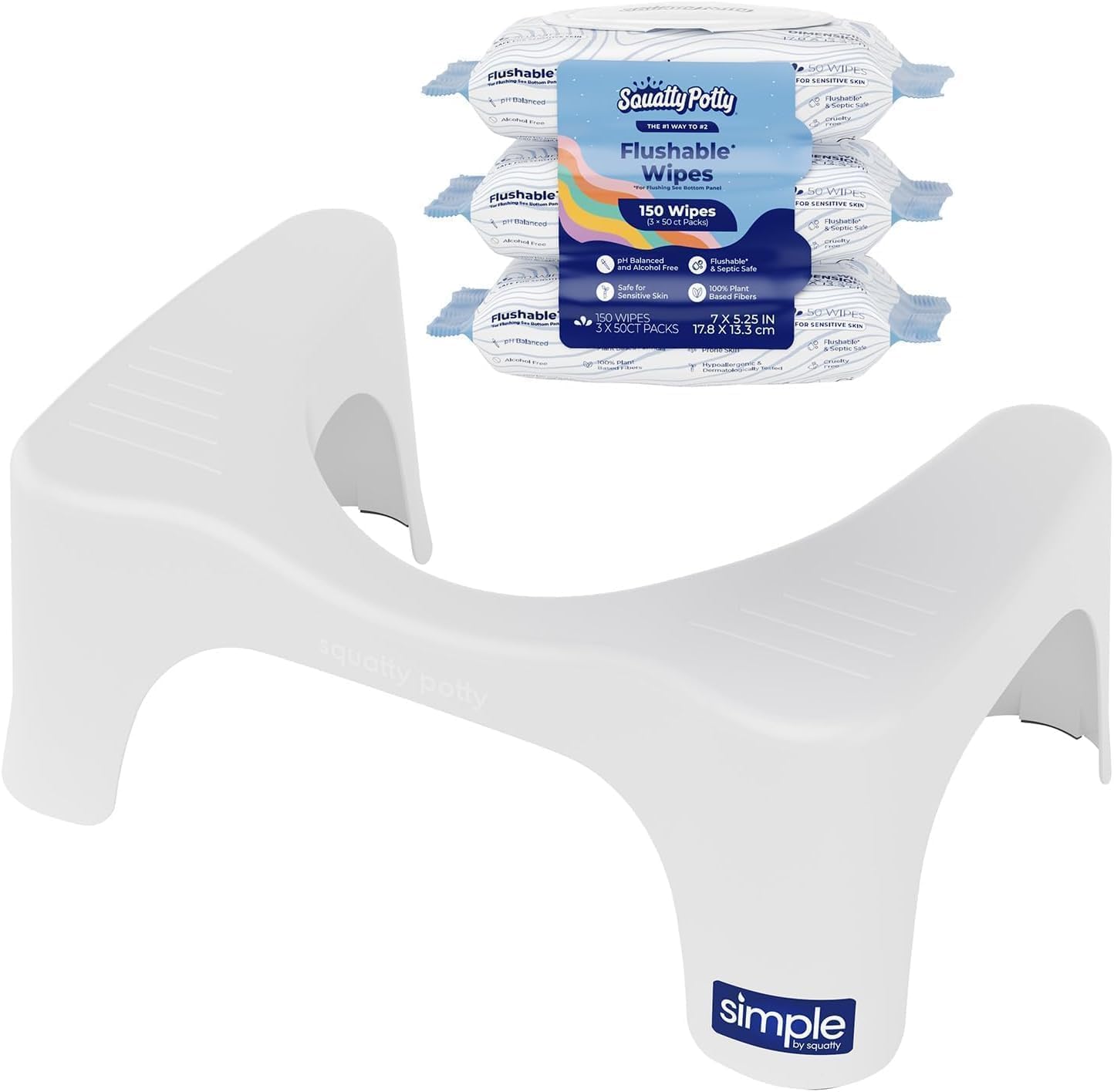 Squatty Potty Simple Curve Bathroom Toilet Stool 7" White