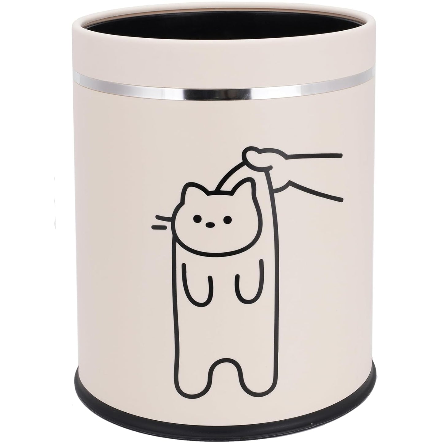 Juju Cat Trash Can - Cat Decor Garbage Can - Small Waste Basket for Bedroom - Garbage Bin Trashcan - Wastebasket Dustbin Trash Cans - 3.3 Gallon / 12.5 Liter (Hey)