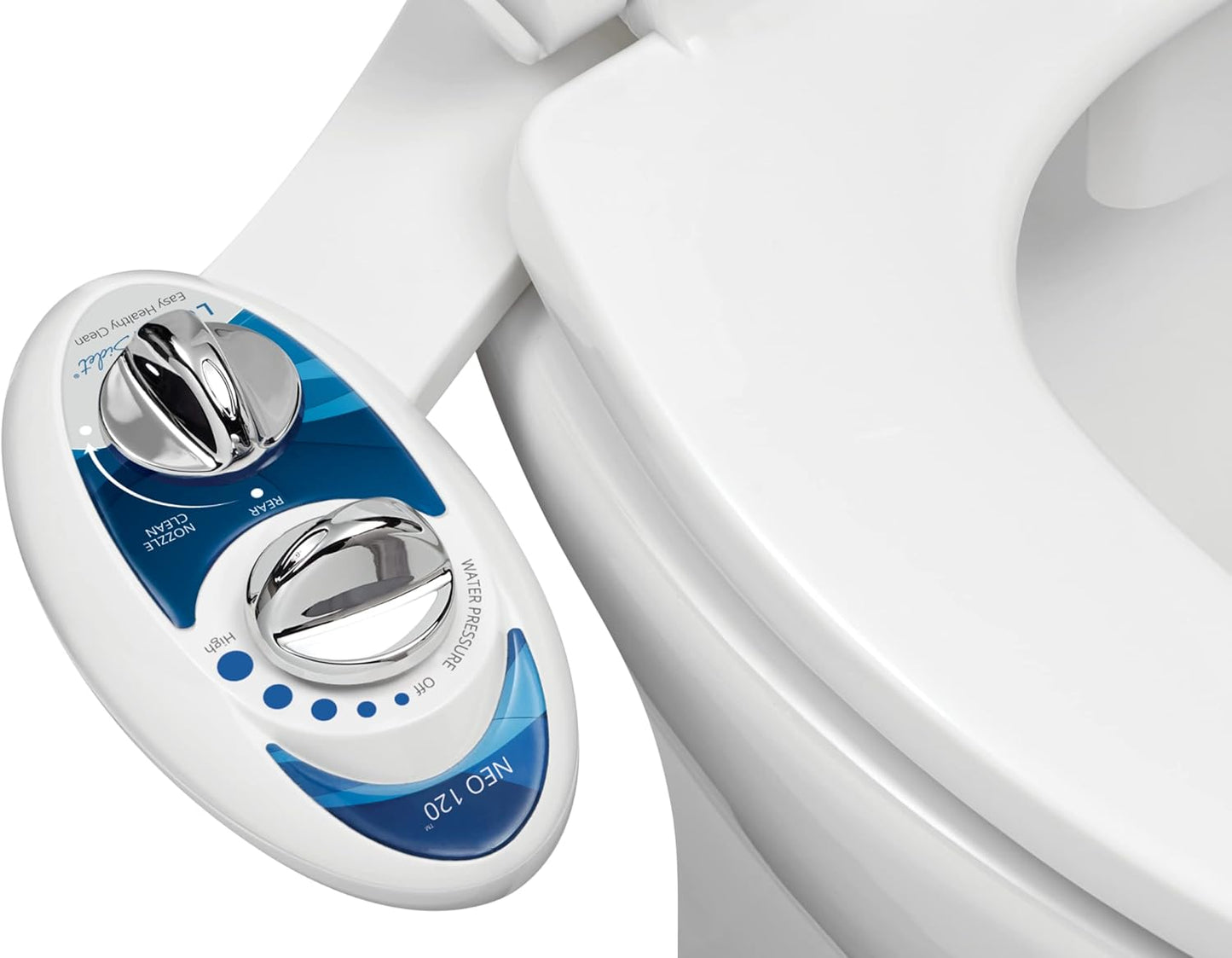 LUXE Bidet NEO 120 - Single Nozzle, Self-Cleaning, Non-Electric Bidet Attachment for Toilet Seat, Adjustable Water Pressure, Rear Wash (White)