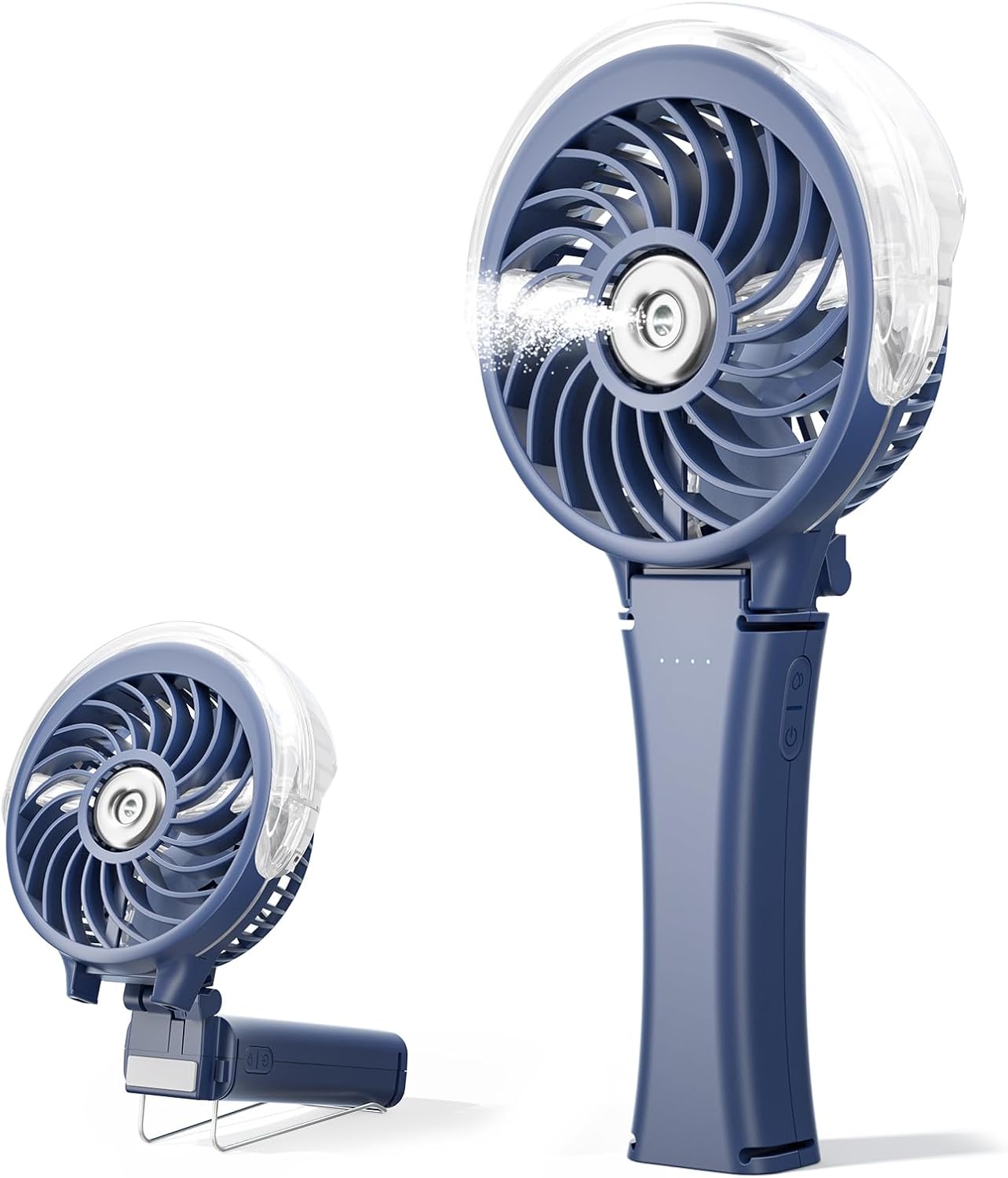 HandFan 4000mAh Upgraded Handheld Misting Fan, 50ml Water Tank, Rechargeable Personal Mister Fan Portable AC, Spray Water Mist Fans, Foldable Cooling Ice Fans for Beach Travel Disney(Royal Blue)