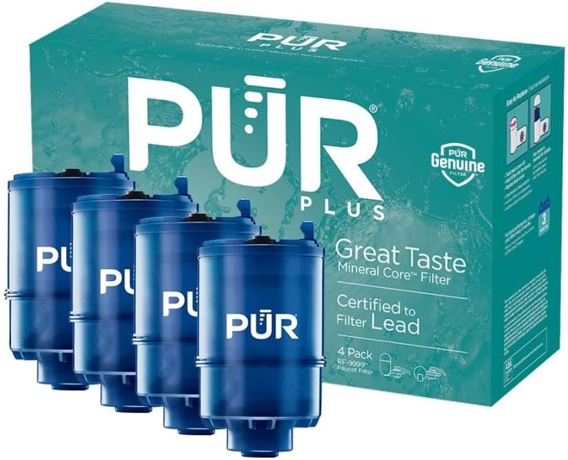 PUR PLUS Faucet Mount Replacement Filter 2-Pack, Genuine PUR Filter, 3-in-1 Powerful, Natural Mineral Filtration, Lead Removal, 6-Month Value, Blue (RF99992)