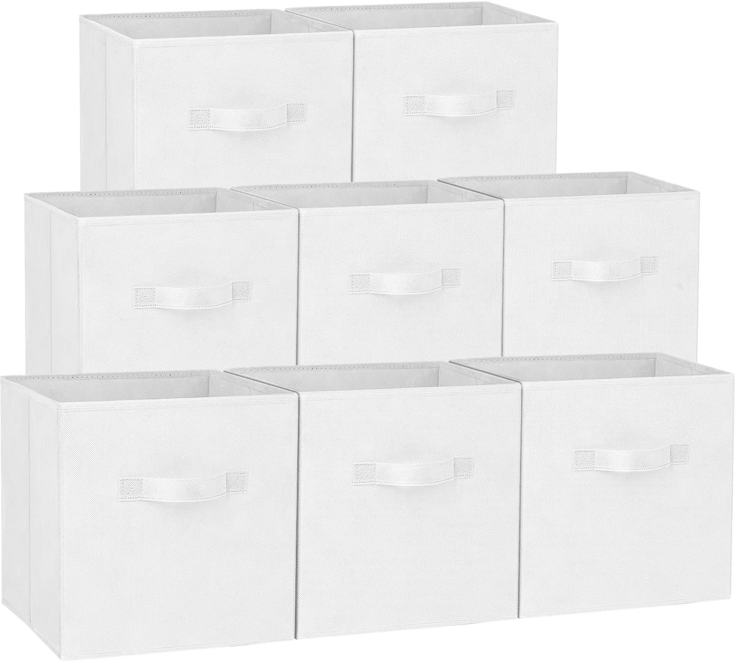 Criusia Storage Cubes - 11 Inch Heavy Duty Fabric Storage Bins for Shelves Closet Cube Organizer - 8 Pack Collapsible Cube Storage Bins Baskets for Clothes Blankets Toys - Nursery Organization (Beige)