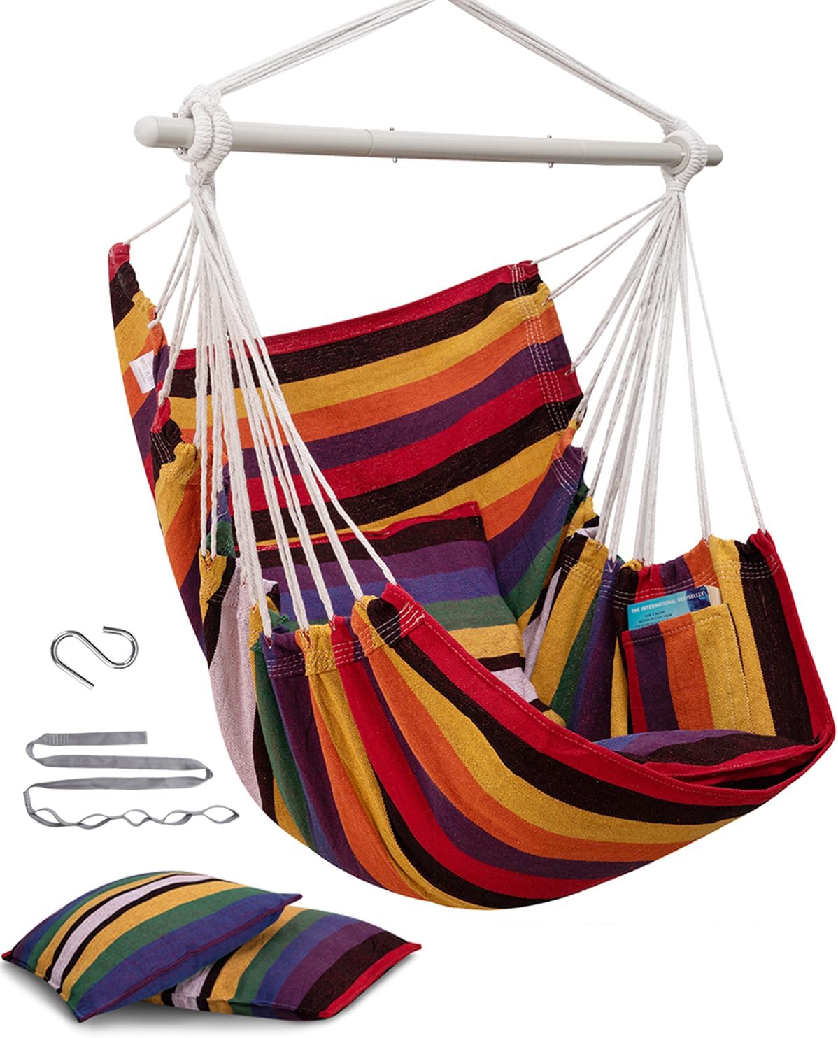 MIZTLI Hammock Chair Swing Indoor Hammock for Bedroom - Max 500 Lbs-Steel Spreader Bar with Anti-Slip Rings-Indoor & Outdoor