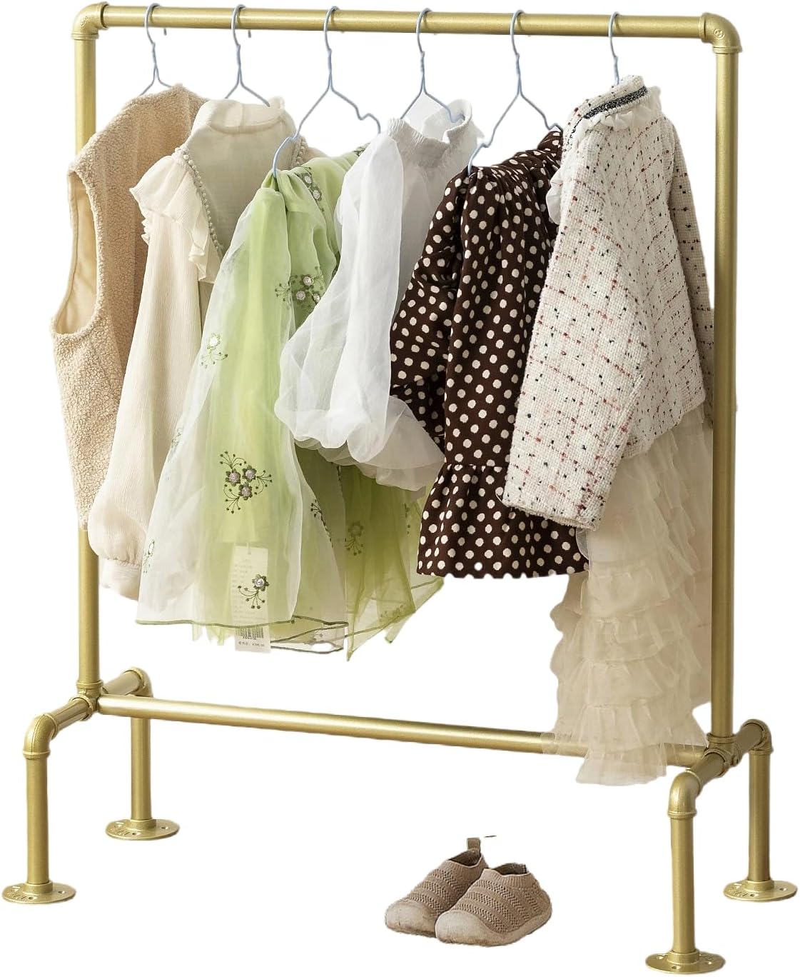 Kids Pipes Dress up Racks, Kids Clothing Racks, Child Garment Racks, Hanging Clothes Rod Storage Shelf Organizers Shelves Shelving, Gold Metal