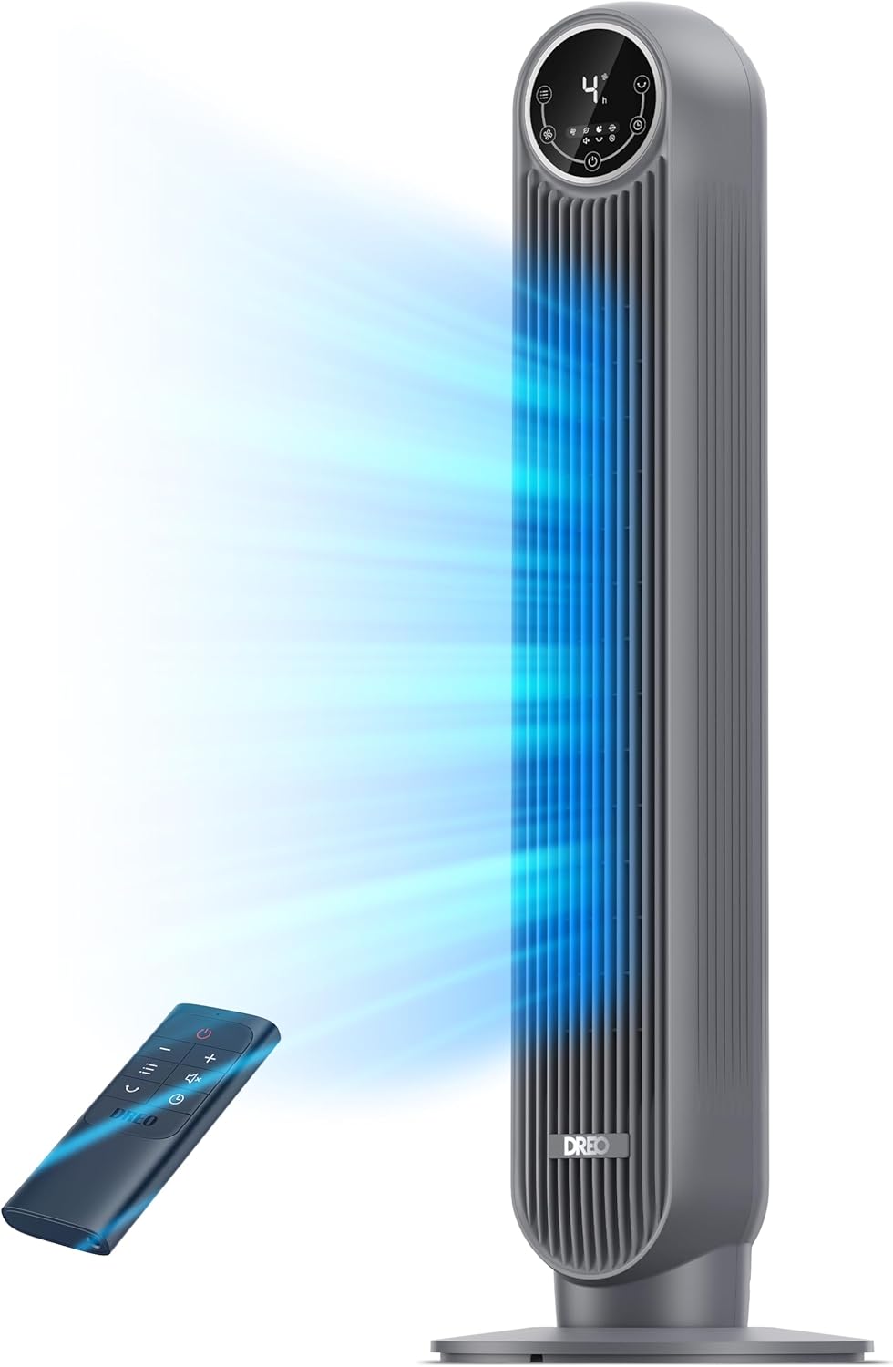 DREO Tower Fan for Bedroom, 2026 Upgraded DC Motor, 28ft/s High Velocity, 20dB Ultra Quiet Standing Fan, 8 Speeds 4 Modes, 90° Oscillating Bladeless Fan for Indoors, Floor Fans with Remote, Black