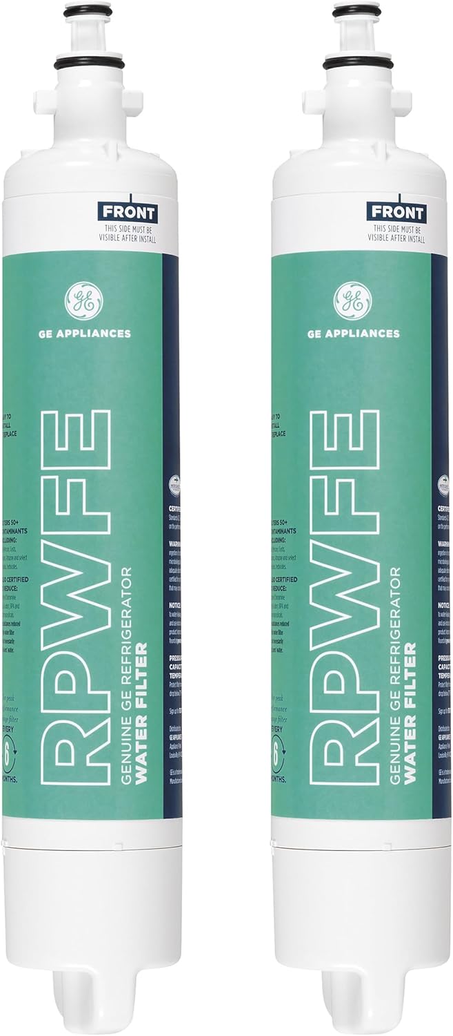 GE RPWFE Refrigerator Water Filter, Genuine Replacement Filter, Certified to Reduce Lead, Sulfur, and 50+ Other Impurities, Replace Every 6 Months for Best Results, Pack of 1