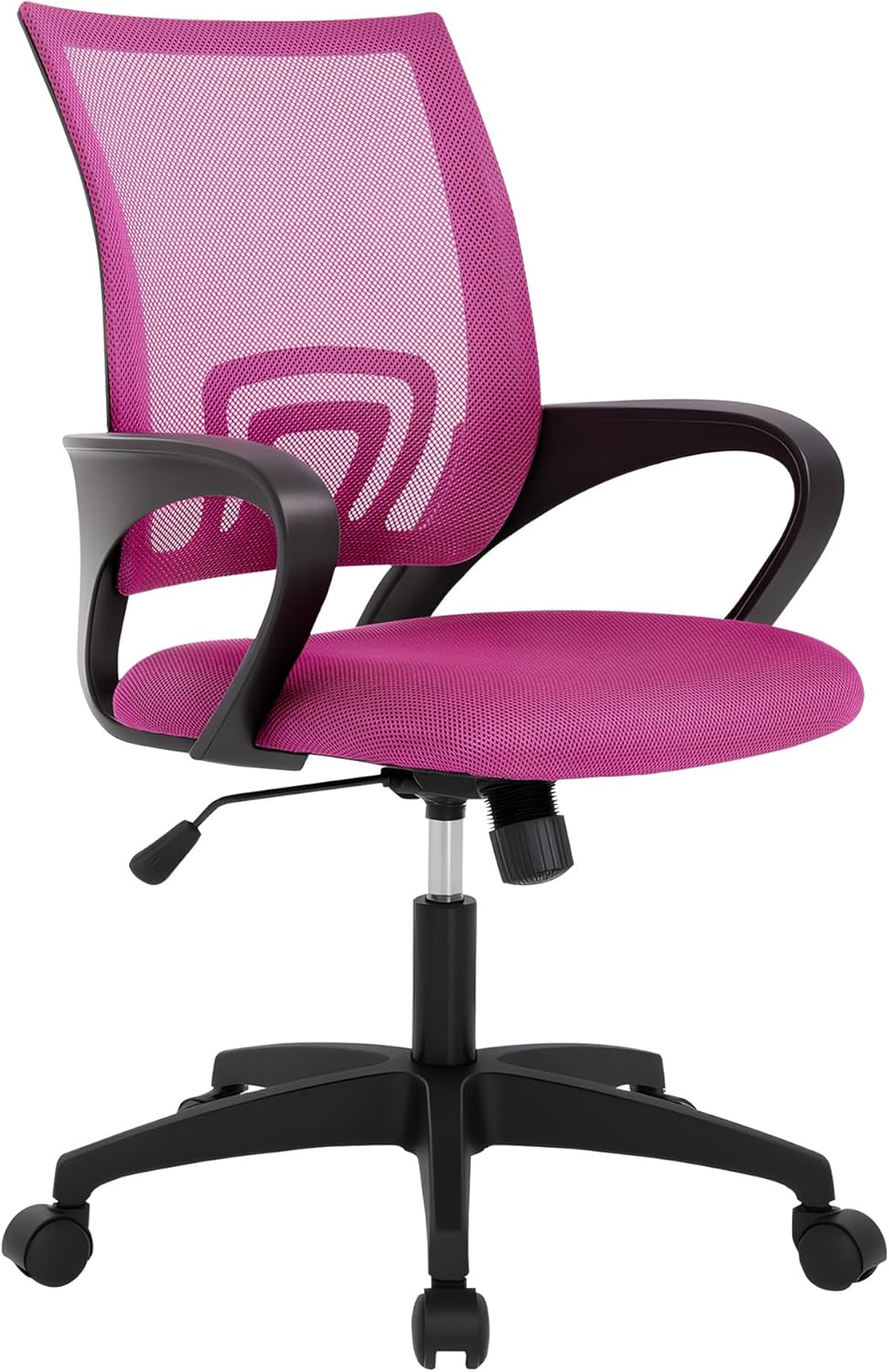 BestOffice | Ergonomic Office Chair | Mid-Back Swivel Desk Chair | Breathable Backrest & Lumbar Support | Adjustable Height | Sponge Seat | Rolling Wheels | White | for Adults & Women