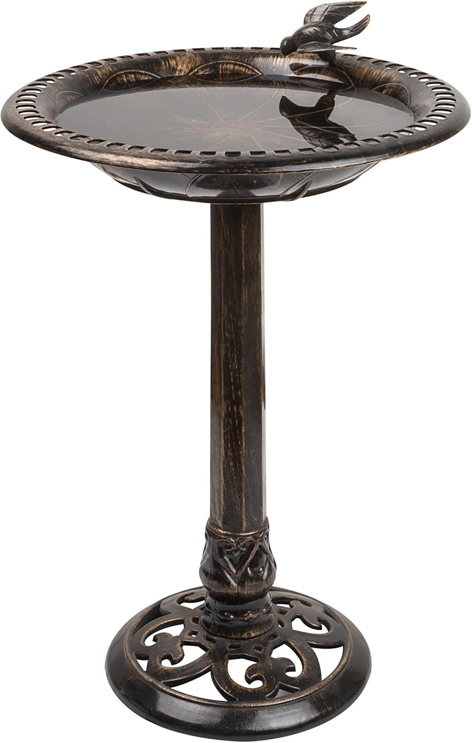 Alpine Corporation 33" Tall Outdoor Lotus Birdbath Yard Statue, Stunning Garden Accent to Attract Birds - Durable Polypropylene Construction for Patio, Deck, or Yard, Green