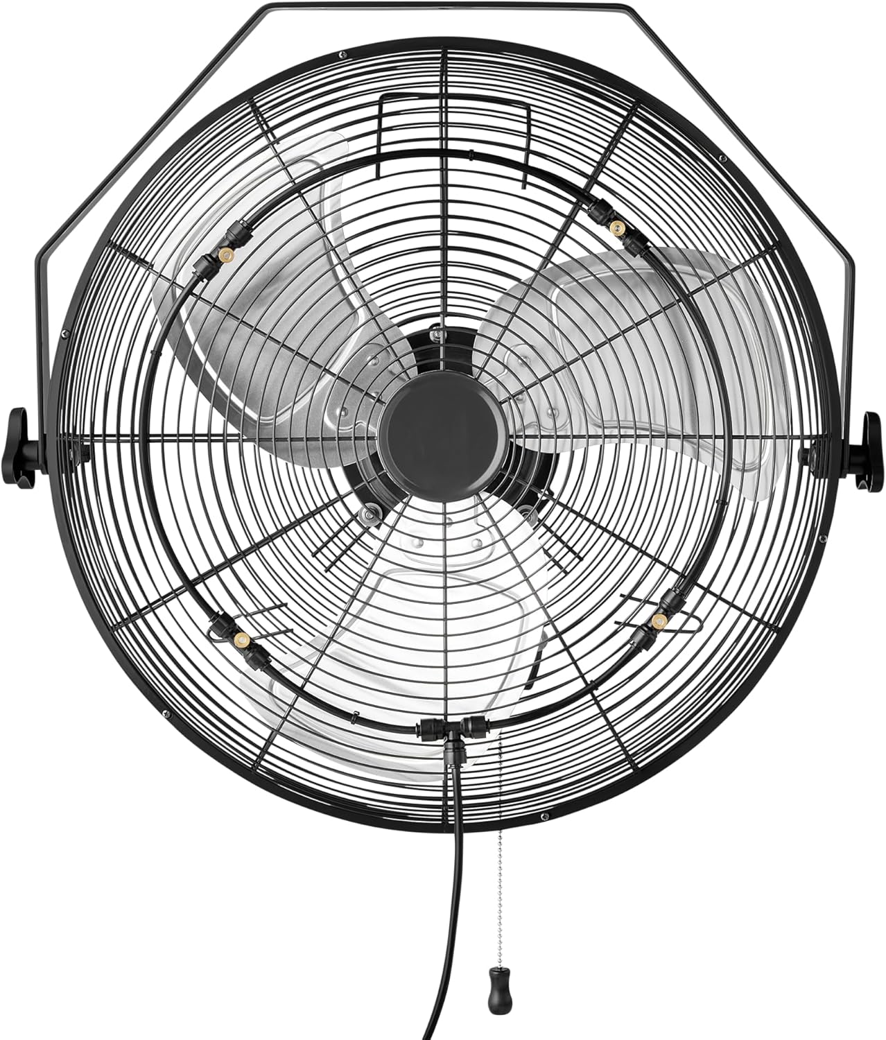 Amazon Basics 18" Outdoor Heavy-Duty Misting Fan, Wall-Mounted, Industrial, Waterproof (IP44), With Tilt Head, Metal Blades, Dual Ball Bearing Motor, 3 Speeds Up to 1550 RPM and 3781 CFM, Black