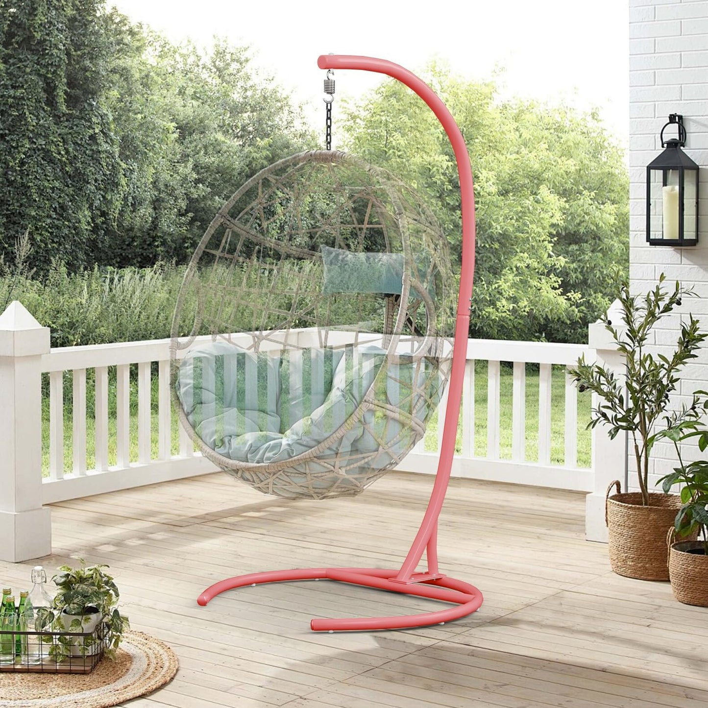 Hammock Stand Only Max 300lbs Hammock Chair Stand Only Heavy Duty Hanging Chair Stand Only 360 Degree Rotation C Stand Frame for Egg Chair Indoor Outdoor Porch Swing, Black