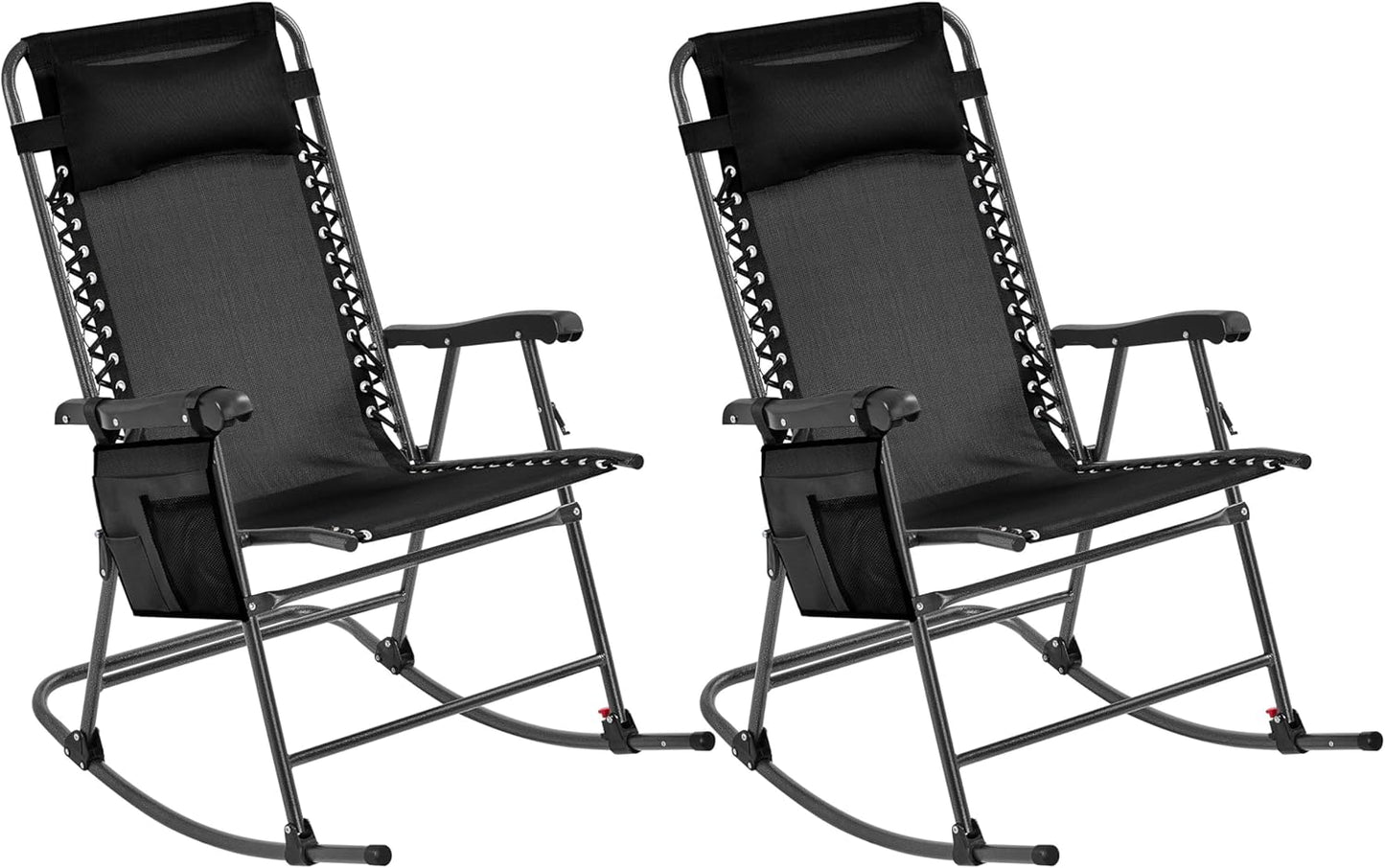 Yaheetech 26in Rocking Chair Outdoor Zero Gravity Folding Chairs Rocking Chairs Foldable Outdoor Reclining Lounge Chair for Outside Lawn with Cupholder/Pillow Ergonomic Design for Rest, Beige