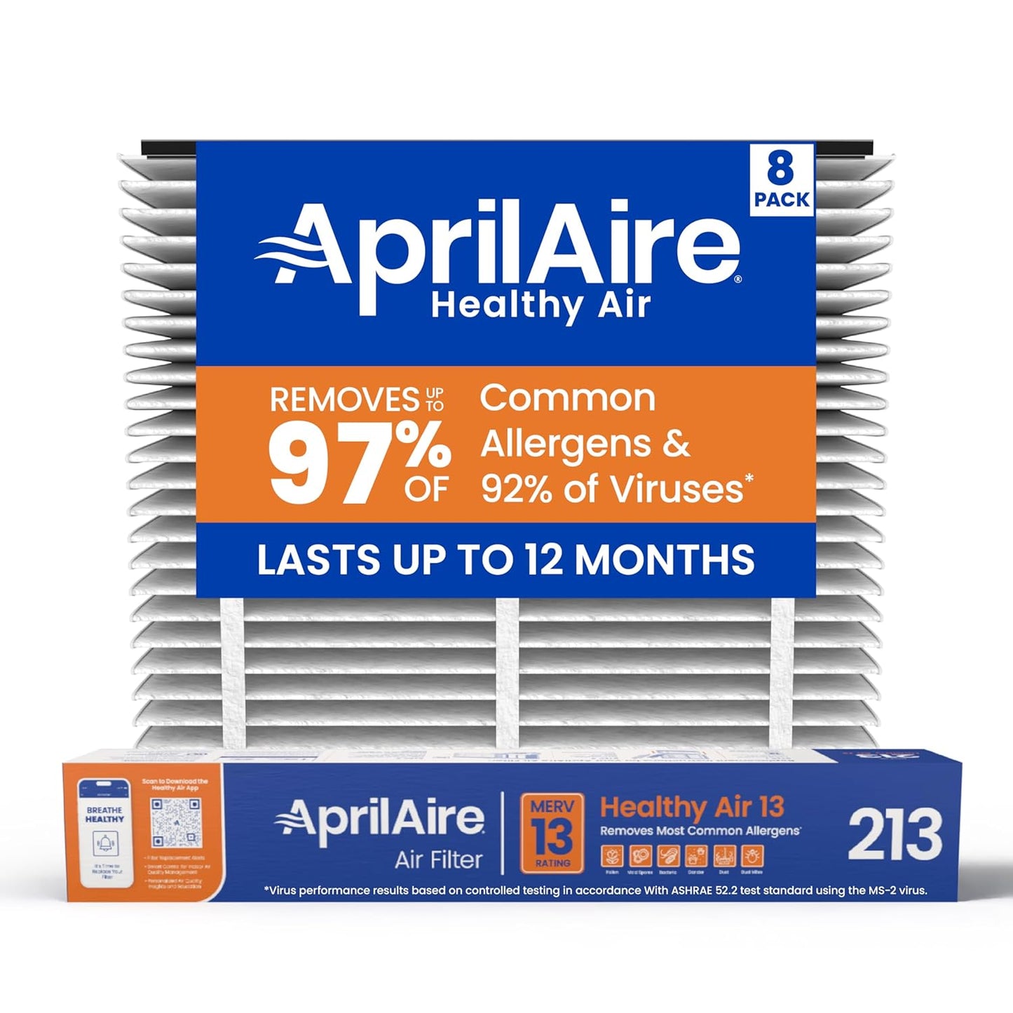 AprilAire 213 Replacement Filter for AprilAire Whole House Air Purifiers - MERV 13, Healthy Home Allergy, 20x25x4 Air Filter (Pack of 1)