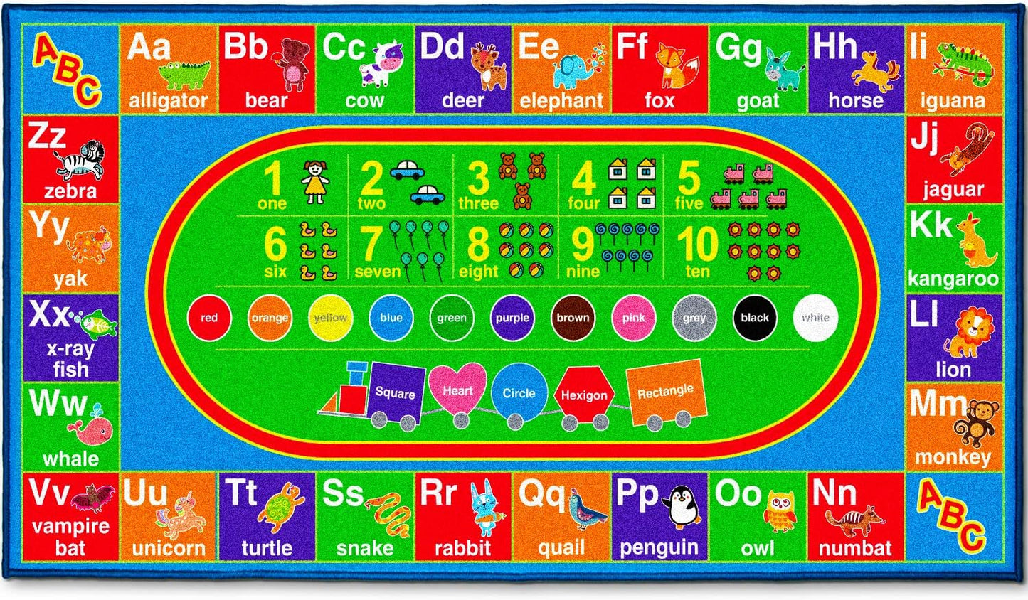 ToyVelt Carpet Playmat Kids Rug - Large 60” x 32” Educational City Road Traffic Mat for Kids Ages 3–12 - Preschool Rug & Play Room Carpet with Skid-Proof Backing - Bedroom & Playroom