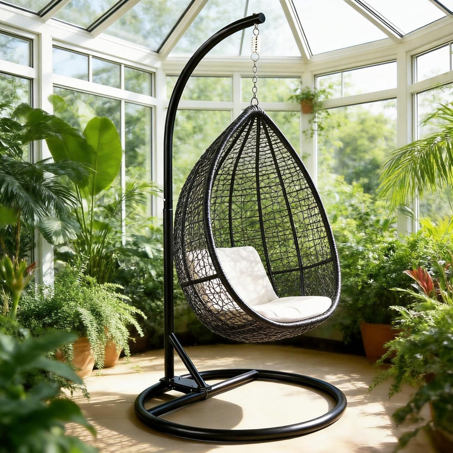 Round Base Heavy Duty Hanging Stand - Powder Coated Hammock Stand for Hammock Chair, Indoor and Outdoor (White)