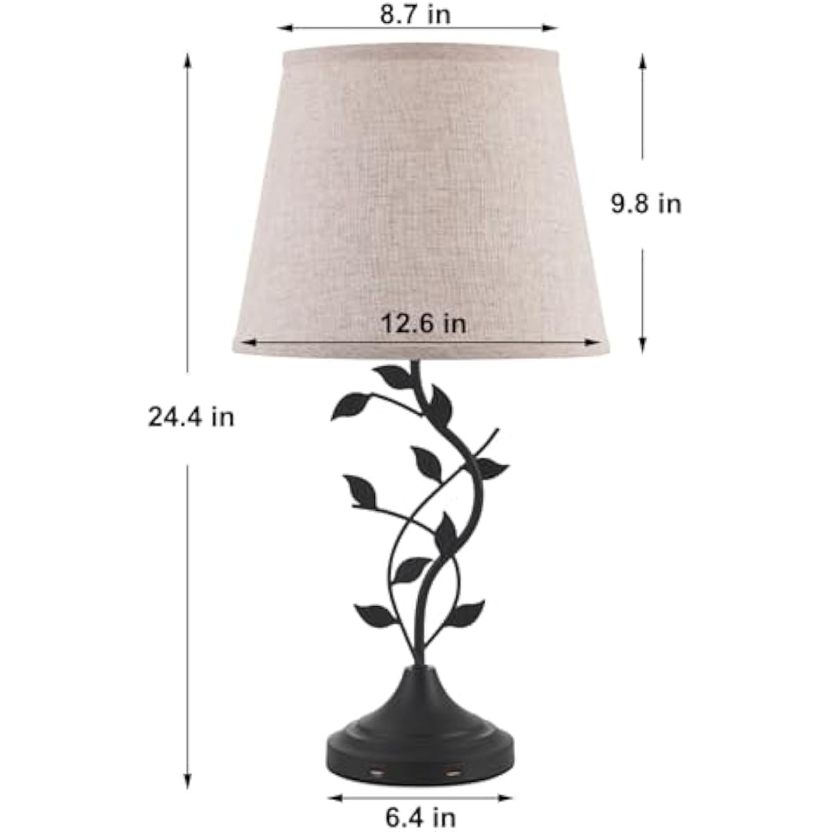 Kakanuo Table Lamp for Bedside, Lamp for Living Room with USB-A and USB-C Charging Ports, Traditional Tall Bedroom Lamp for End Table