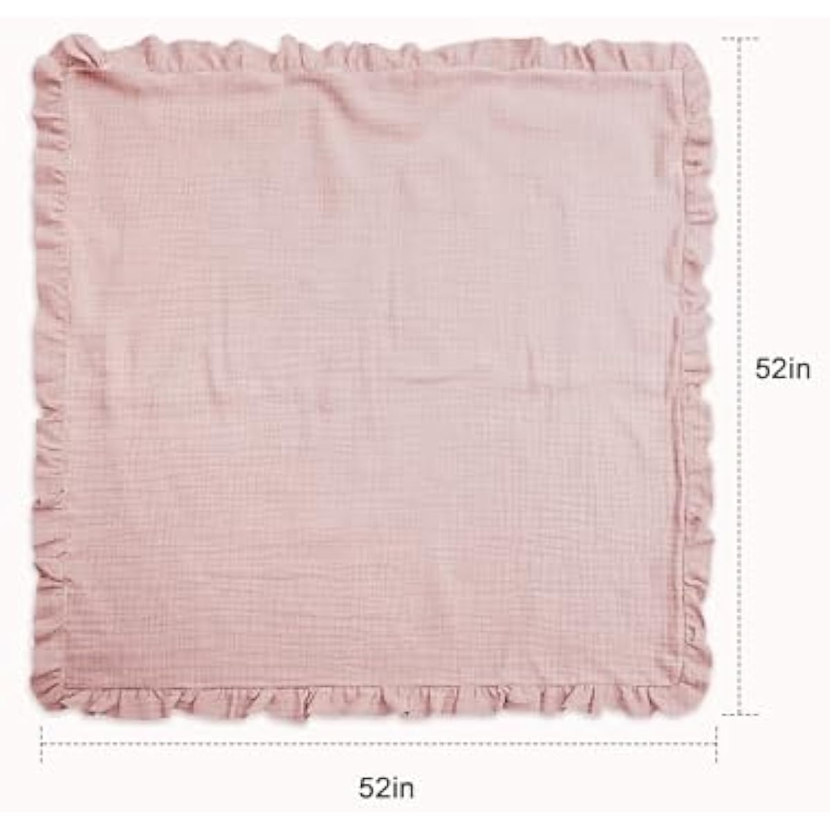 Muslin Ruffled Baby Blanket, Extra Large 52 x 52 Inches, Soft Breathable Cotton Crib Blanket for Newborn Infant Toddler (Hoppy Dreams-Ruffled, Printed)