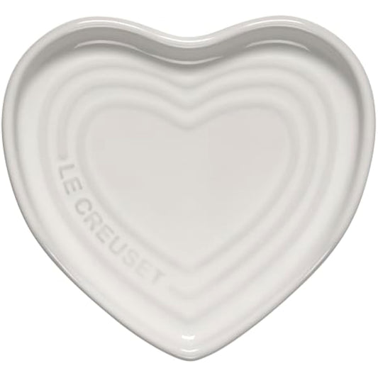Le Creuset Stoneware Heart Shaped Spoon Rest, 5", White