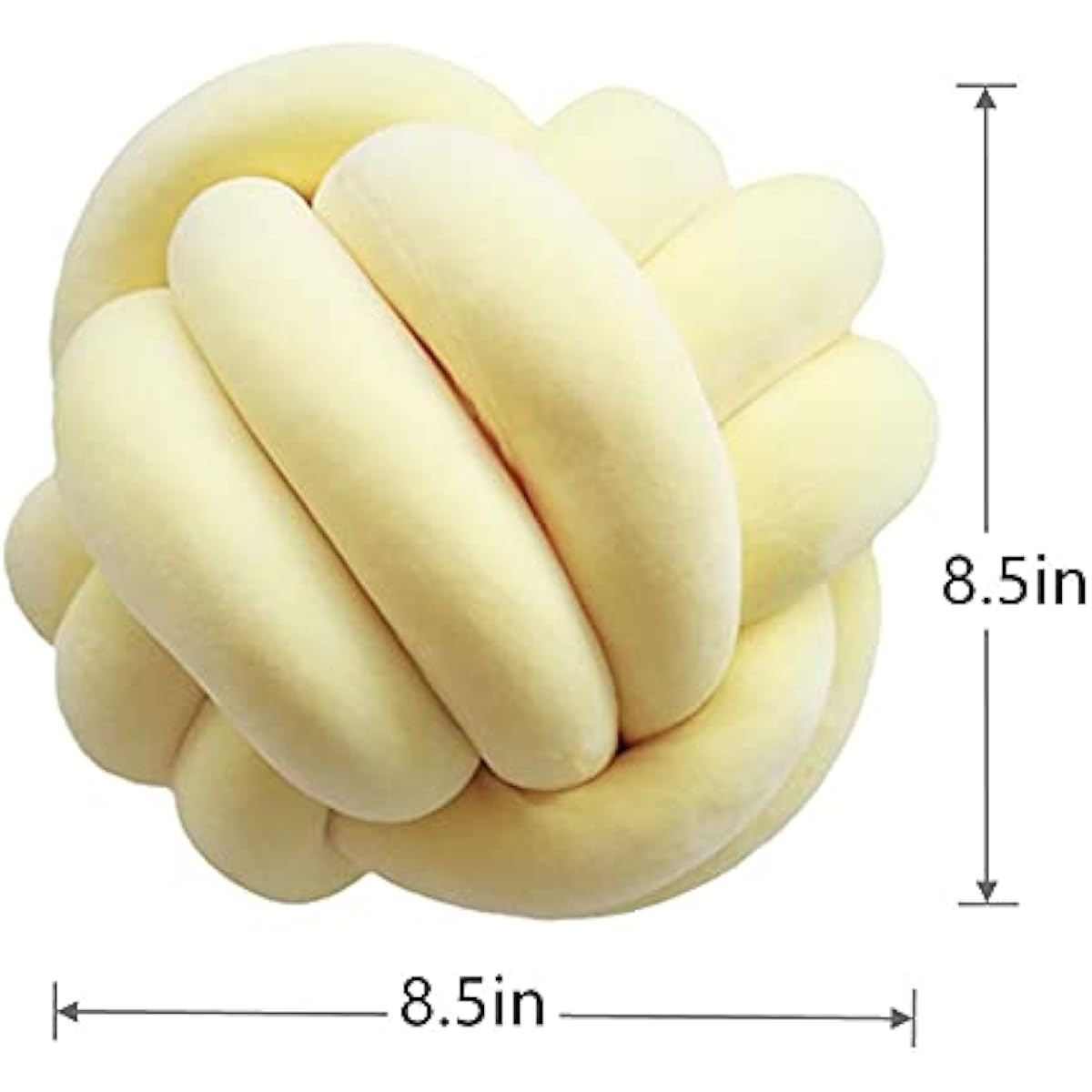 Knot Pillow Ball Round Cushion Pillows, Children Room Decoration Plush Toys Calming Stress Relief Toy (Yellow,8.5in/22cm)