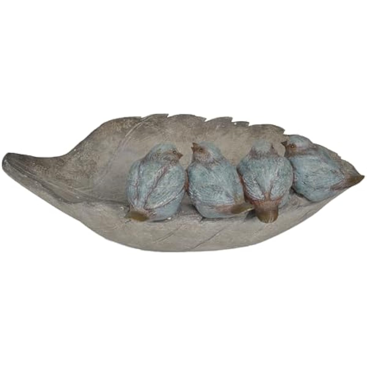 Bird-Feeder Wild Bird-Bath Bowl Outdoors - Garden Decor Polyresin Birds on Leaf 12.4 * 7.5 * 4.1 Inch-Newman House Studio
