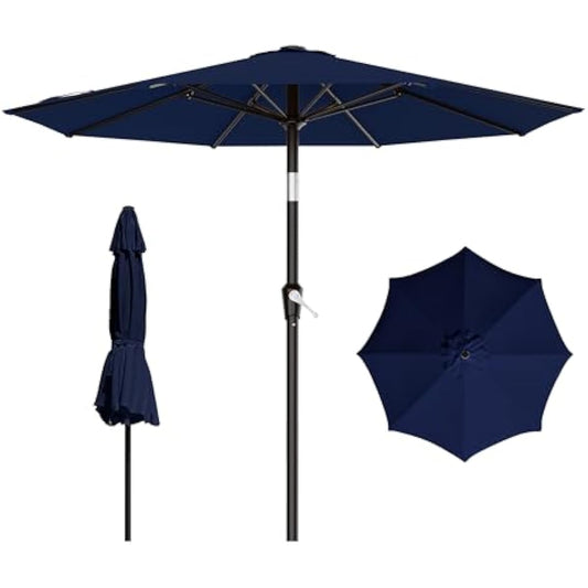 AreShark 9 FT Patio Umbrella for Outdoor, Outdoor Umbrella with Push Button Tilt and Crank, Outdoor Patio Umbrellas with 8 Sturdy Ribs for Market, Garden, Deck, Backyard, Pool (Navy)