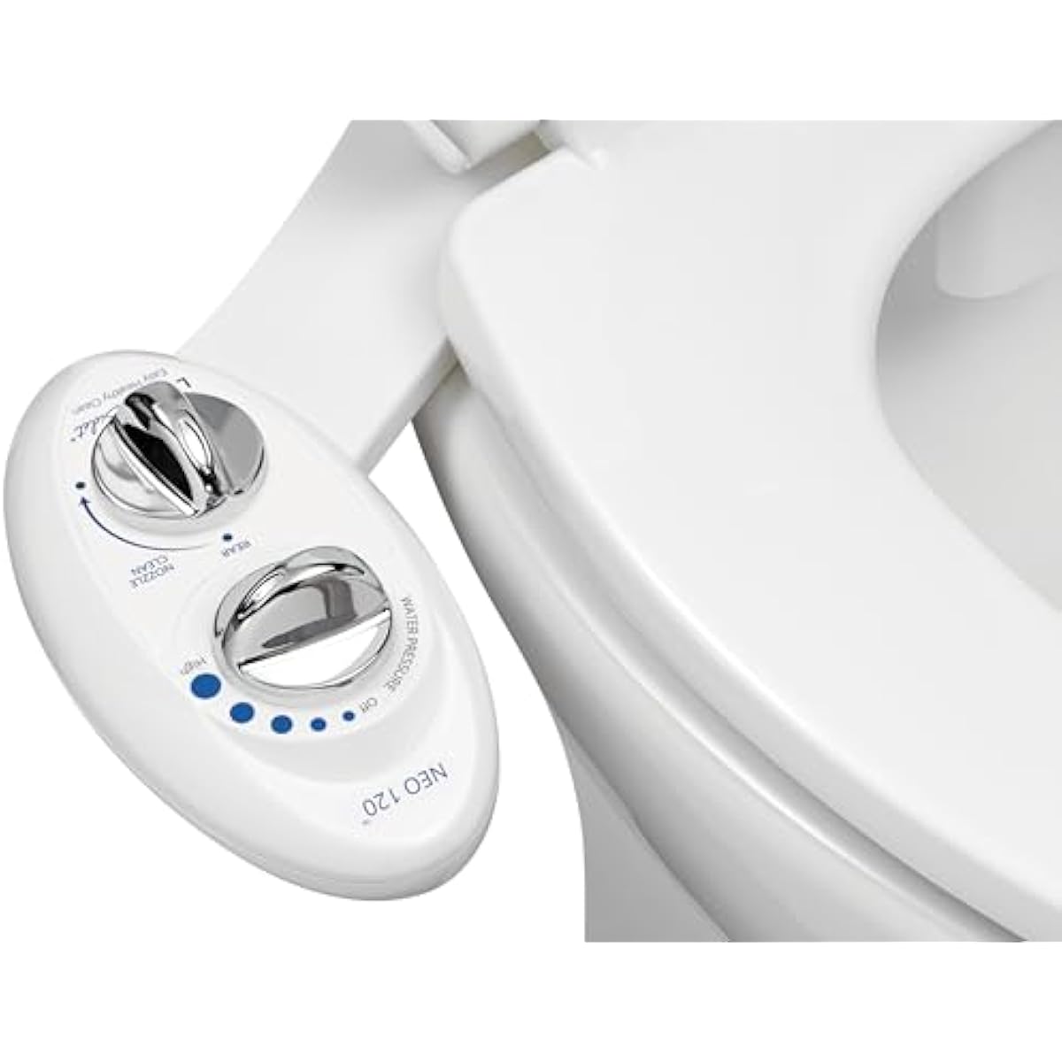 LUXE Bidet NEO 120 - Single Nozzle, Self-Cleaning, Non-Electric Bidet Attachment for Toilet Seat, Adjustable Water Pressure, Rear Wash (White)