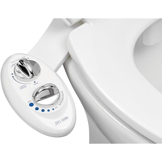 LUXE Bidet NEO 120 - Single Nozzle, Self-Cleaning, Non-Electric Bidet Attachment for Toilet Seat, Adjustable Water Pressure, Rear Wash (White)