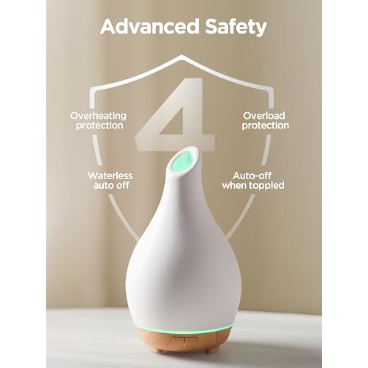 InnoGear Essential Oil Diffuser, 150ml Ceramic Diffuser Handcrafted Stone Aromatherapy Diffusers Ultrasonic Cool Mist Humidifier Vaporizer 2 Mist Modes Waterless for Home, White Vase-Shaped Ceramic