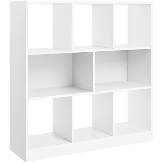 VASAGLE Bookcase, Bookshelf, Freestanding Storage Unit, 8 Open Compartments, Used Horizontally, Vertically, Upside Down, 11 x 35.4 x 39.4 Inches, for Living Room, Study, Office, Cloud White ULBC55WT