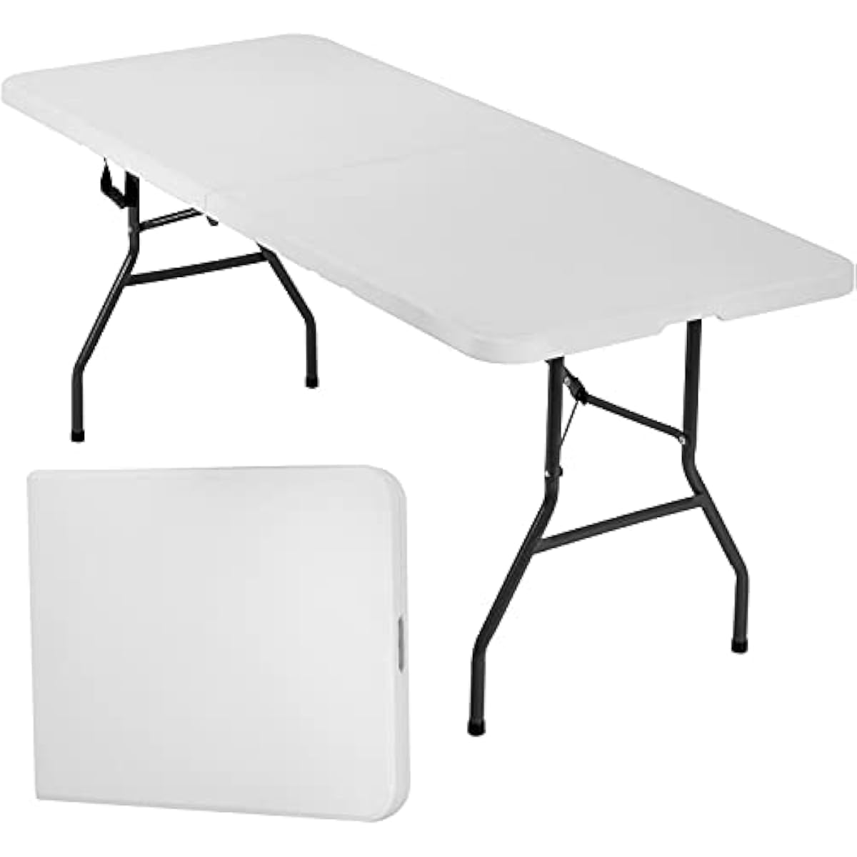 FDW Folding Half Portable Foldable Table for Parties Backyard Events (White, 6 FT 70 * 29) (White, 6 FT)