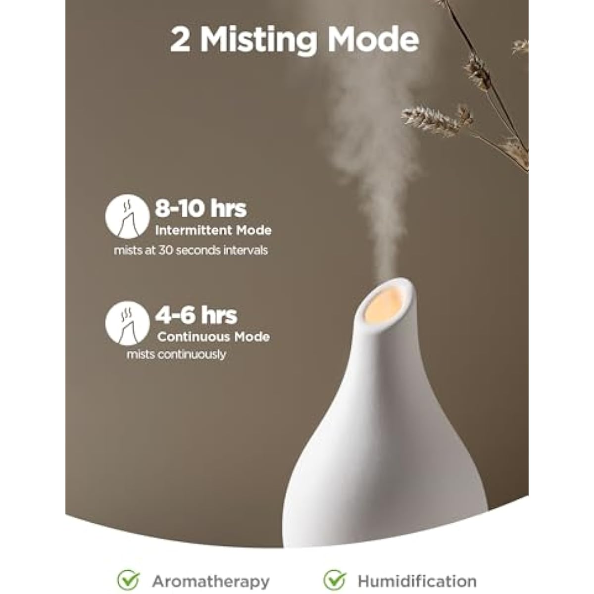 InnoGear Essential Oil Diffuser, 150ml Ceramic Diffuser Handcrafted Stone Aromatherapy Diffusers Ultrasonic Cool Mist Humidifier Vaporizer 2 Mist Modes Waterless for Home, White Vase-Shaped Ceramic