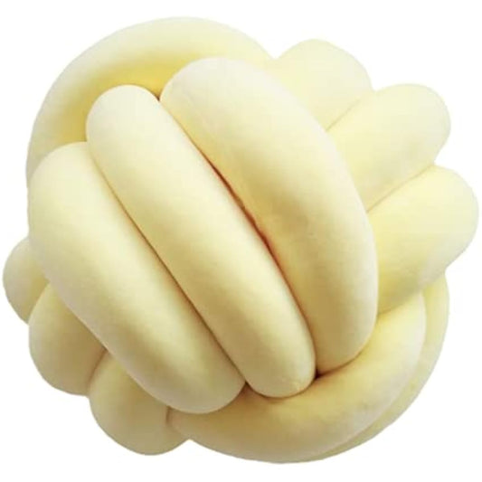 Knot Pillow Ball Round Cushion Pillows, Children Room Decoration Plush Toys Calming Stress Relief Toy (Yellow,8.5in/22cm)
