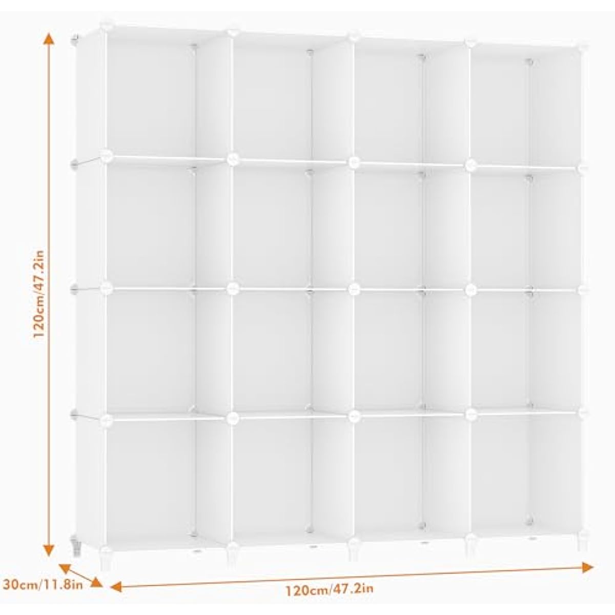 HOMIDEC Closet Organizers and Storage, 16 Cube Storage Organizer, Closet Organizer Bookshelf Cubes Shelves for Clothes, Bedroom, Kids Room, Bathroom, Wardrobe, Garment Racks, White