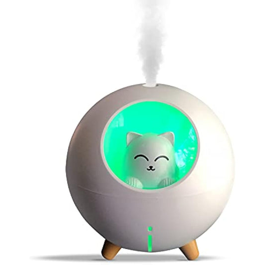 Upgraded Ultrasonic Ultra-Quiet USB Cute Cool Mist Mini Humidifier, for Kids Baby Nursery Bedroom, 7-Color Lights 2 Mist Mode Auto Shutoff Whisper Silent Small Cute Humidifier (220ml, White)