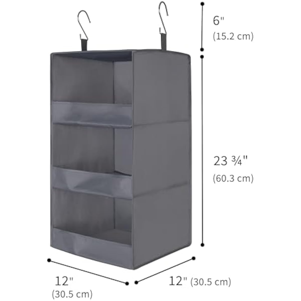 GRANNY SAYS 3-Shelf Hanging Closet Organizer and Storage, Collapsible Hanging Closet Shelves, Hanging Organizer for Closet & RV, Gray, 29 ½" H X 12" W X 12" D, 1-Pack
