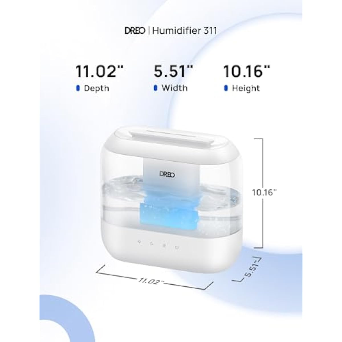 Dreo Humidifiers for Bedroom, 4L Top Fill for Large Room, 36H Runtime, 28 dB Quiet Supersized Cool Mist Air Humidifier for Baby Nursery, Plants, Indoor, Night Light, Easy to Clean & Fill, White
