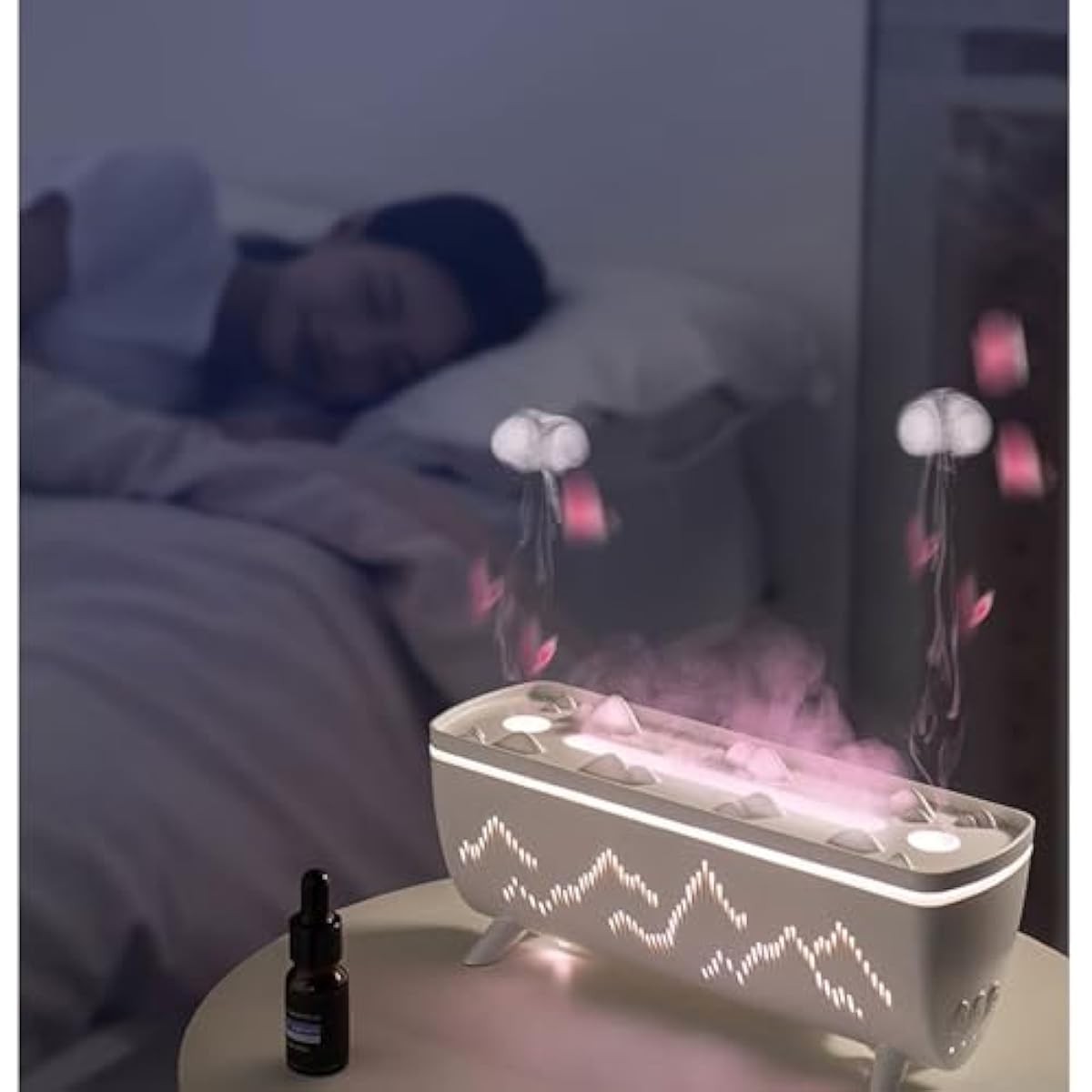 Flame Fire Diffuser Humidifier, 3 Colors Changing Oil Diffuser,Flame 2 Mist Modes, Ultra-Quiet Aroma Essential Oils Aromatherapy Diffusers for Bedroom, Office