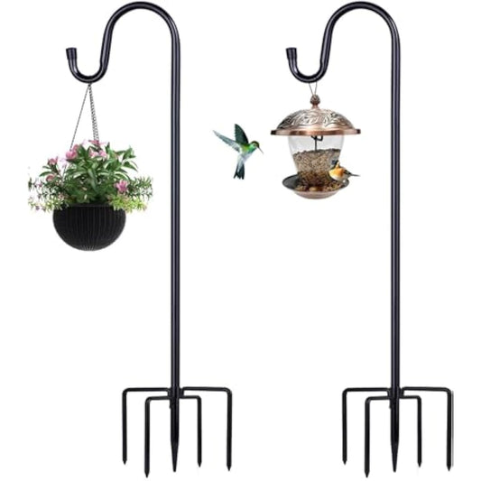 Shepherd Hooks for Outdoor, 2 Pack 78 Inch Bird Feeder Pole with 5 Prongs Base for Hanging Lantern, Hummingbird Feeder, Lightweight Plant, Shepherds Hook for Bird Feeders for Outside