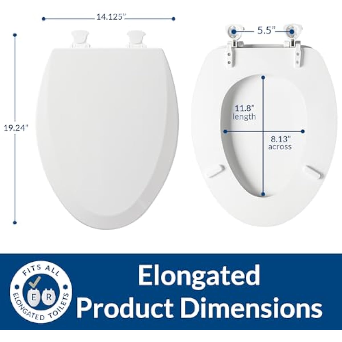 Bemis 1500EC 390 Lift-Off Wood Elongated Toilet Seat, Cotton White (Pack of 1)