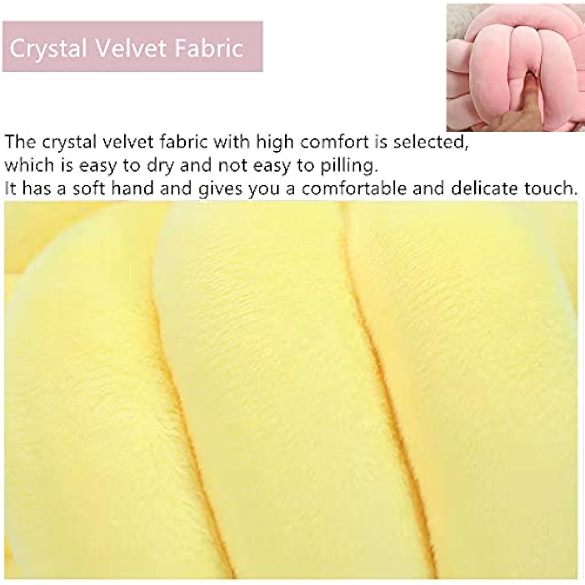 Knot Pillow Ball Round Cushion Pillows, Children Room Decoration Plush Toys Calming Stress Relief Toy (Yellow,8.5in/22cm)