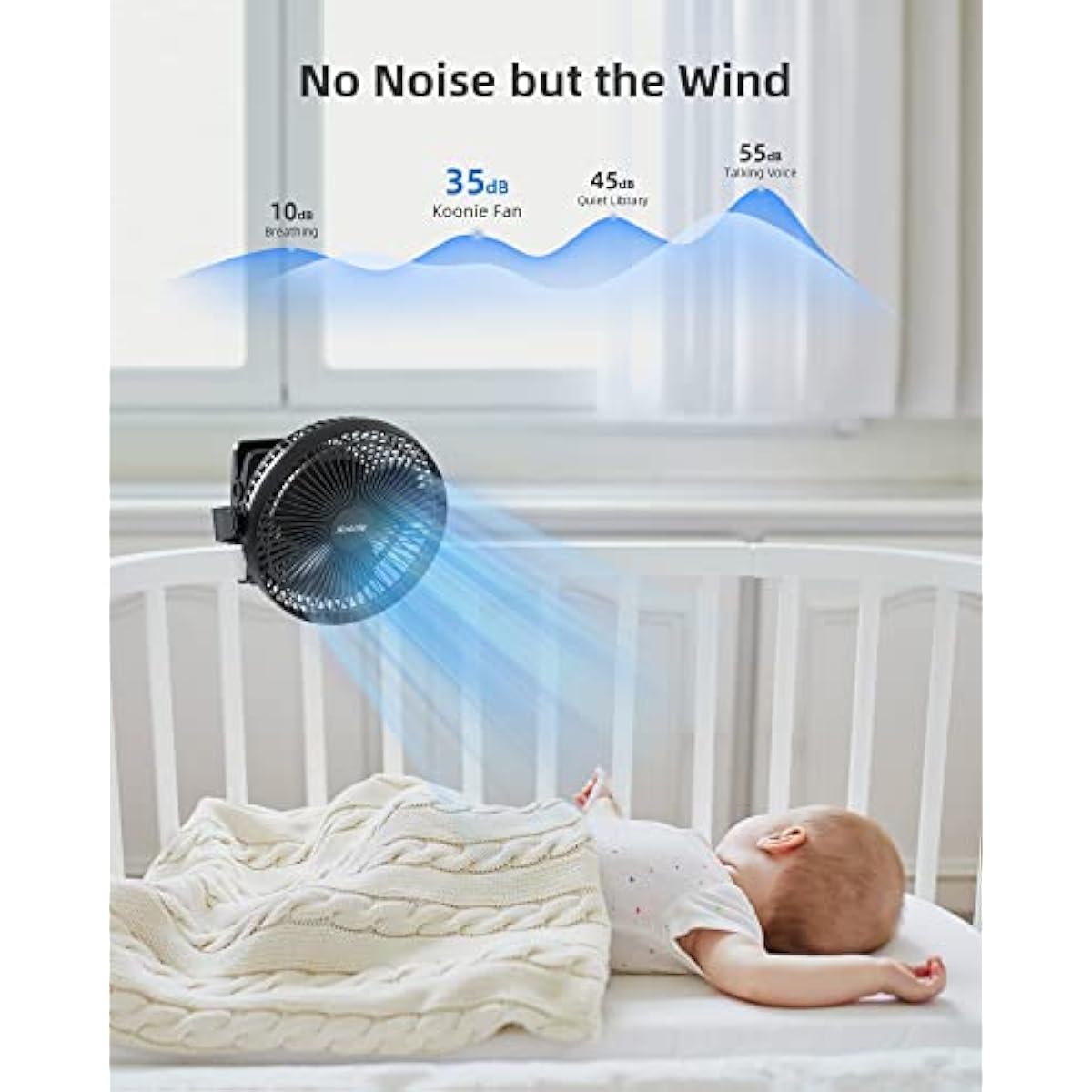 Koonie 10000mAh Clip on Fan Rechargeable, 8-Inch Battery Operated Desk Fan, USB Fan with 4 Speeds, Strong Airflow Sturdy Clamp for Golf Cart Office Desk Outdoor Travel Camping Tent Gym Treadmill,Black