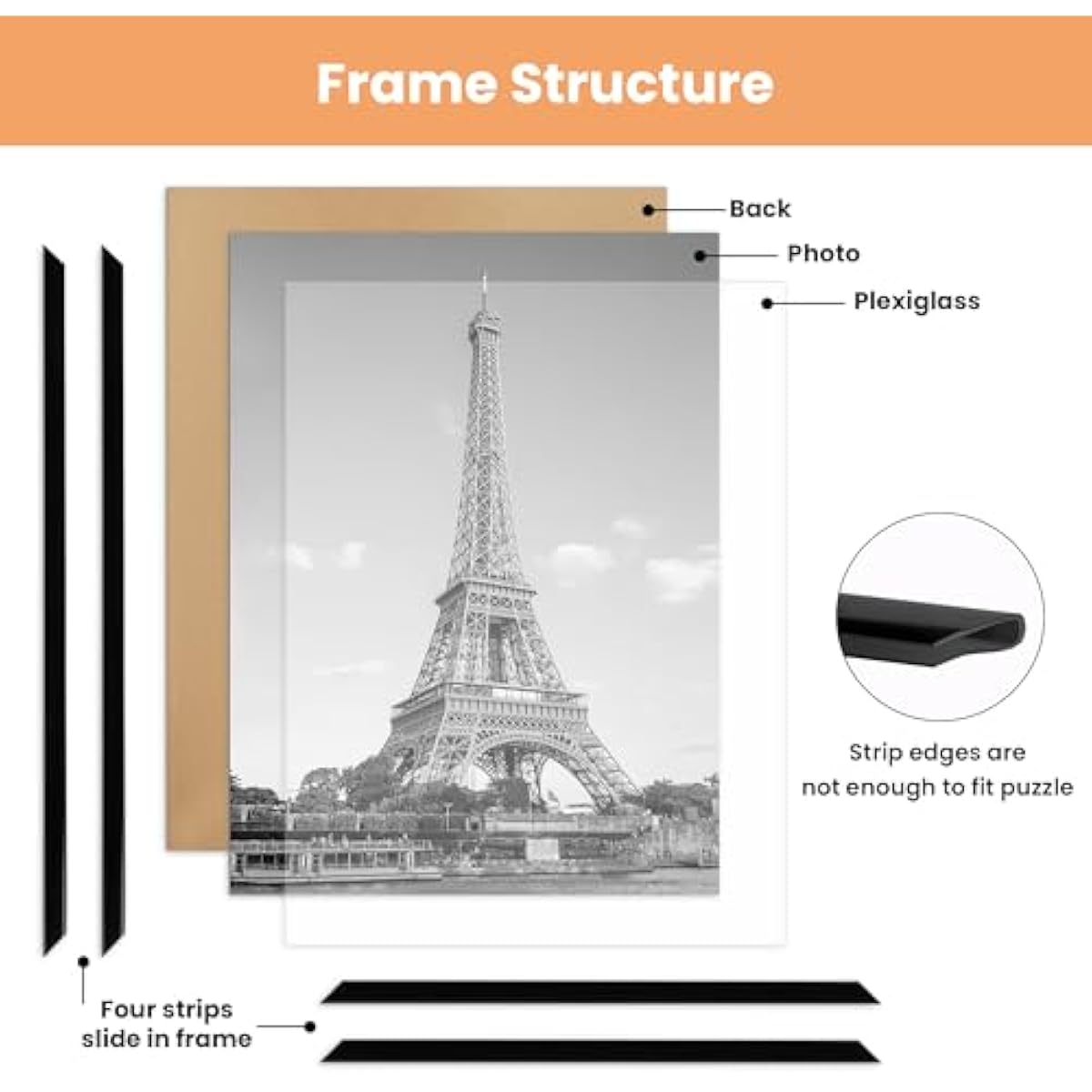 upsimples 16x24 Picture Frame Black 3 Pack, Scratch-Proof Poster Frames 16 x 24 for Photo Gallery - Slide-In Strips, Horizontal or Vertical Wall Mounting