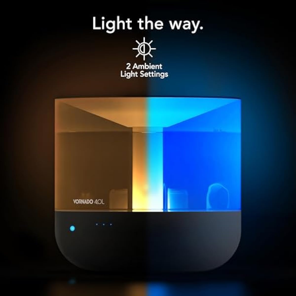 Vornado MISTIC 4 Whole Room Ultrasonic Humidifier, Top-Fill, Aromatherapy, 1-Gallon Tank, 3 Mist Settings, Ambient Lighting, Whisper-Quiet, Included Scent Pads, Air Humidifier for Kids and Home
