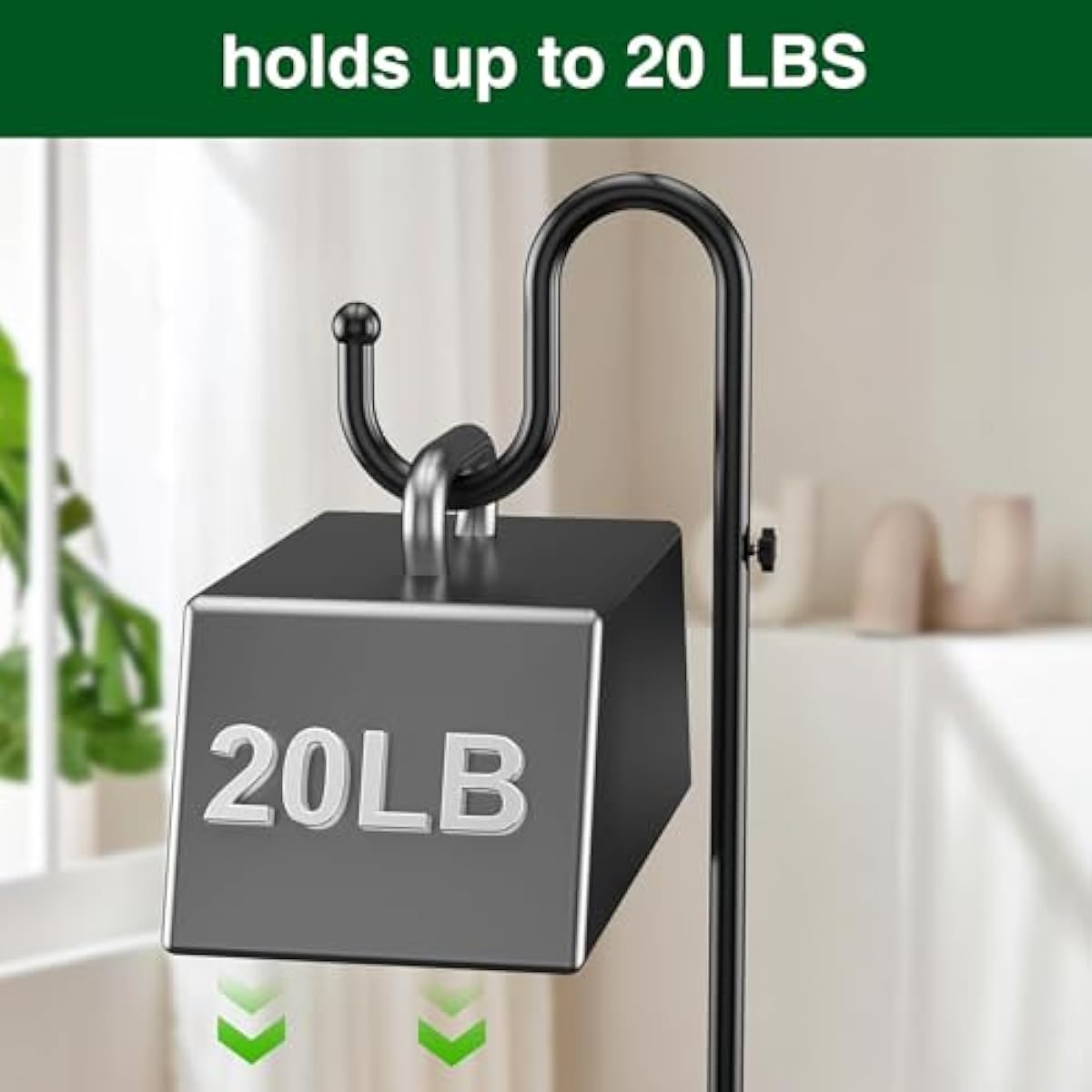74" Shepherds Hook Stand for Plant: Hanging Bird Feeders, Plants, Lanterns, Wreath and Wind Chimes, Adjustable Free Standing Pole Holder with Heavy Duty Base for Indoor & Outdoor, Holds Up to 20 LBS