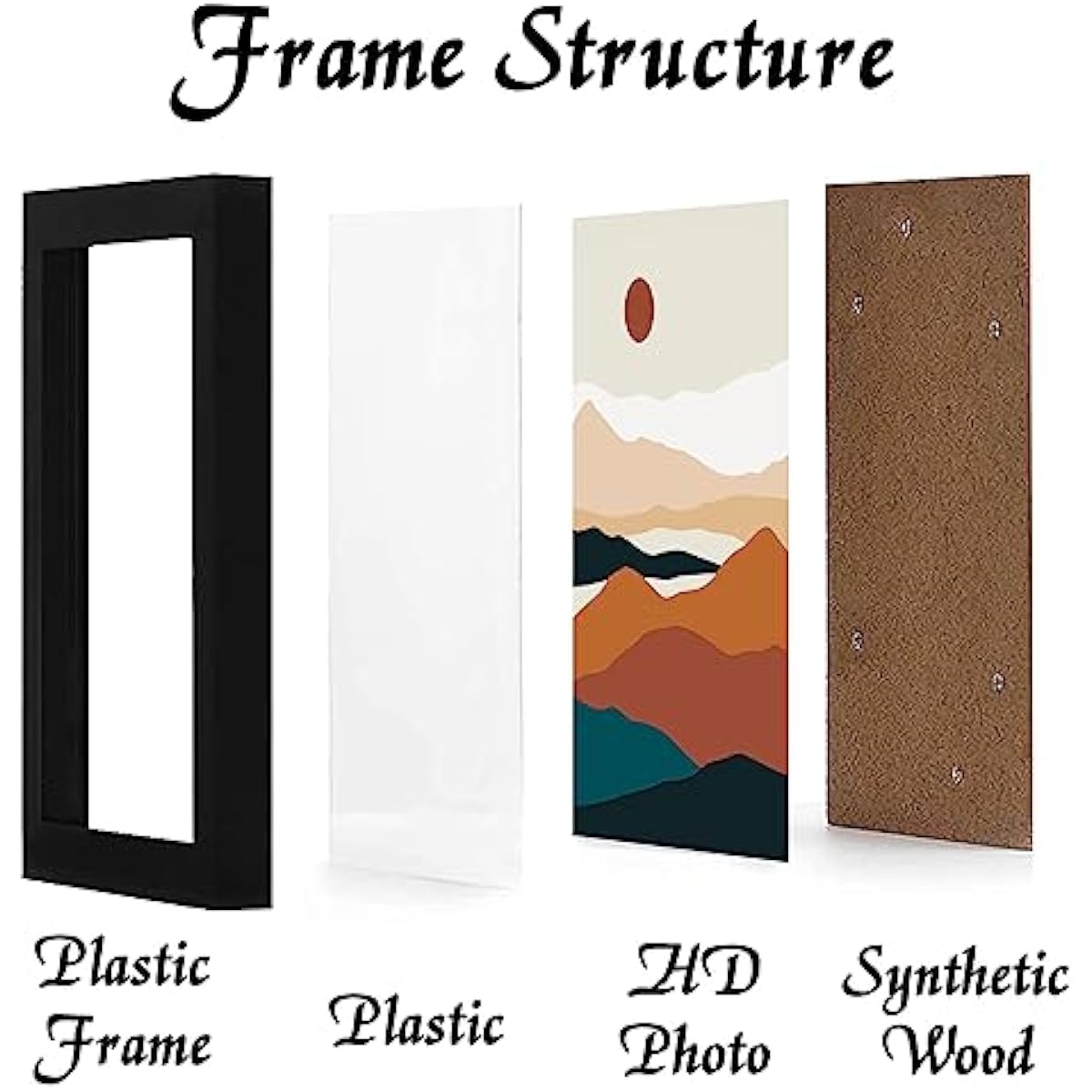 Black 16x24 Picture Frame Set of 3, High Transparent Frame for 16 By 24 Photo Collage Canvas Poster Size Wall Mount and Tabletop Horizontally Vertically (Black, 16 x 24 inches)