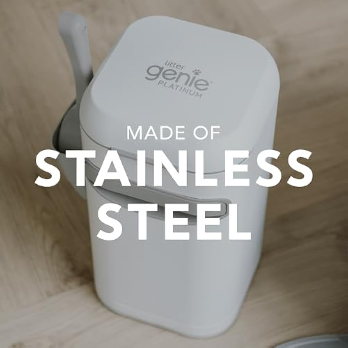 Litter Genie Platinum Pail Made of Durable Stainless Steel Includes 1 Easy Roll Refill