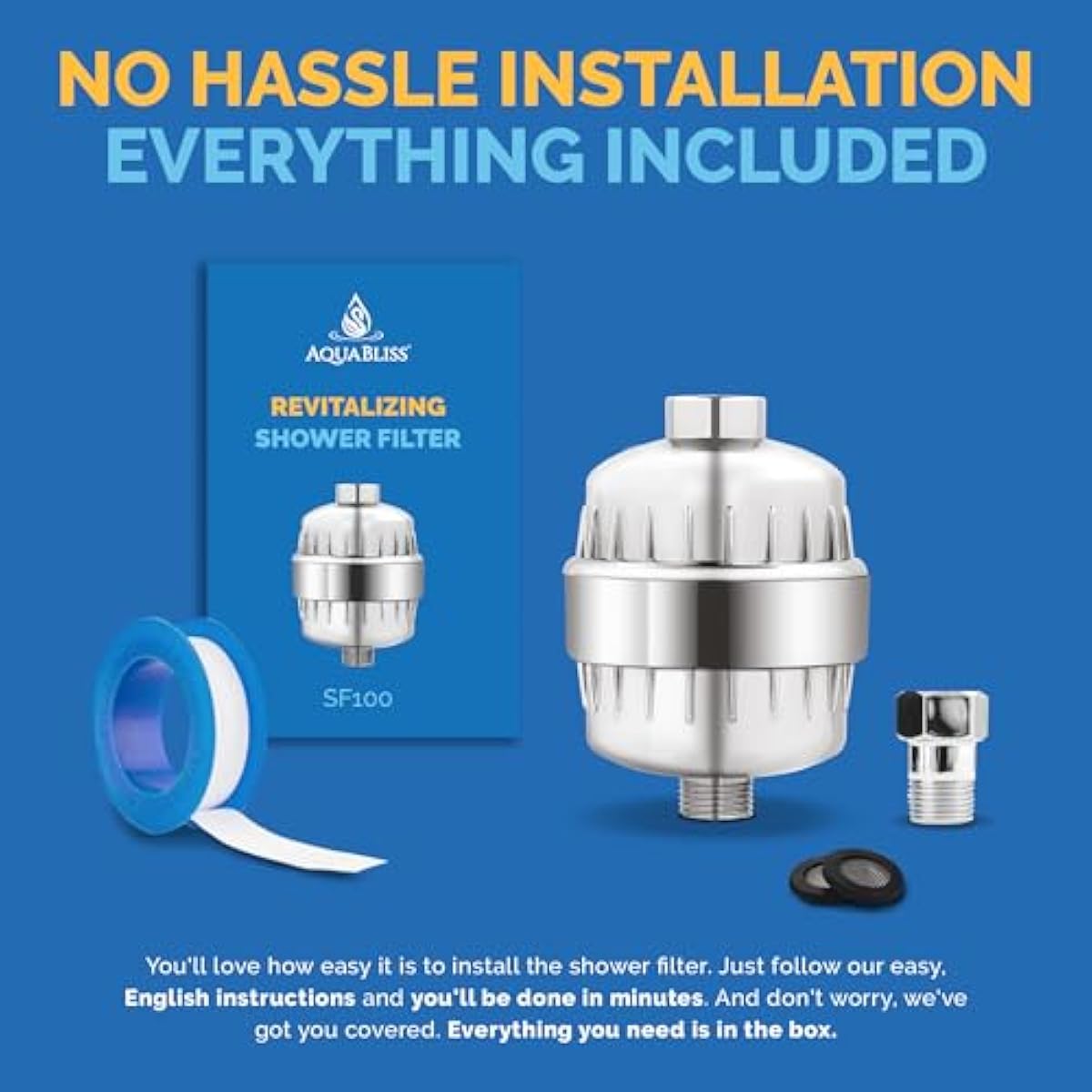 AquaBliss High Output Revitalizing Shower Filter - Reduces Dry Itchy Skin, Dandruff, Eczema, and Dramatically Improves The Condition of Your Skin, Hair and Nails - Chrome (SF100)