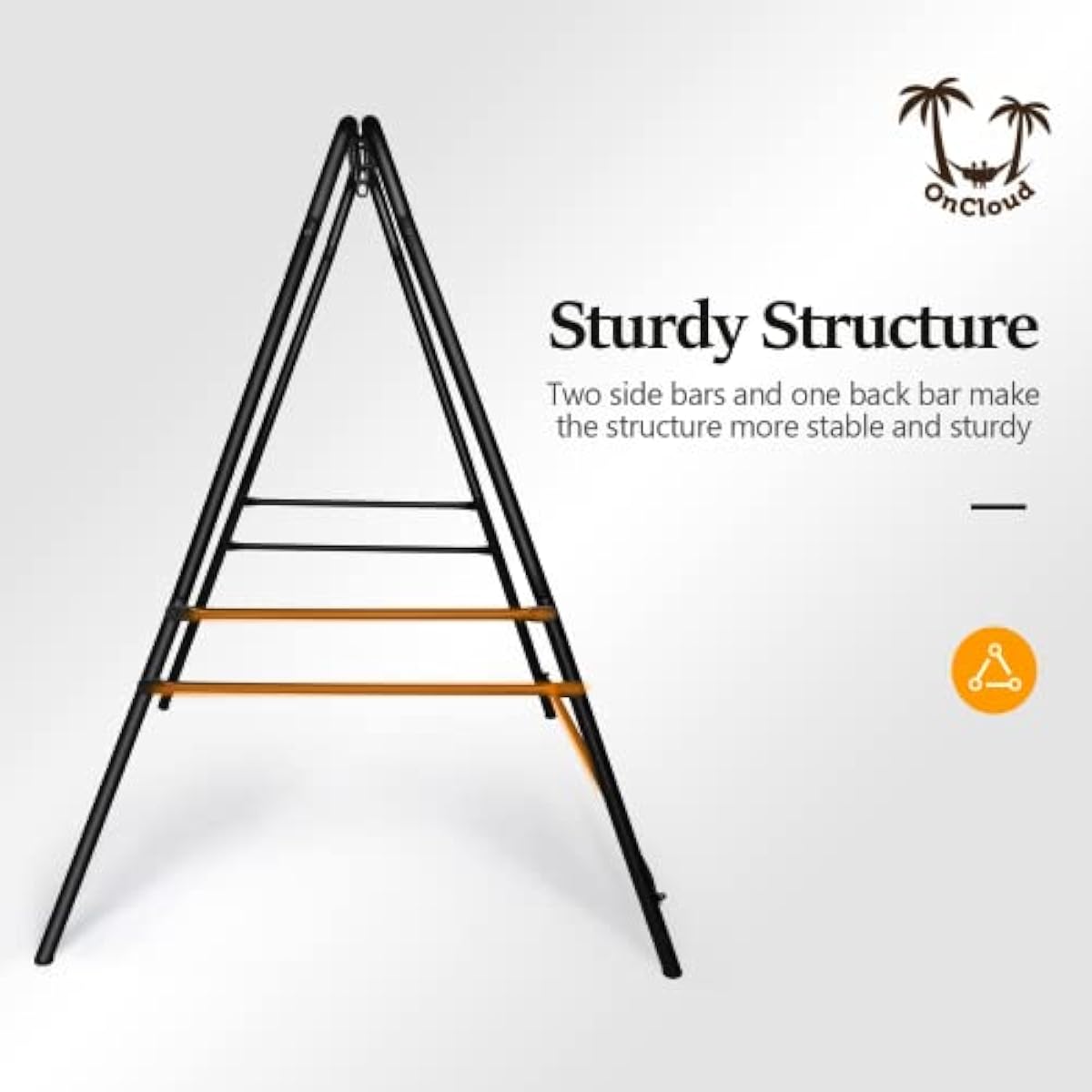 ONCLOUD Upgraded Hammock Chair Stand Metal Swing Stand Frame, Heavy Duty Steel Hammock Stand Only for Porch, Backyard, Indoor or Outdoor, Black
