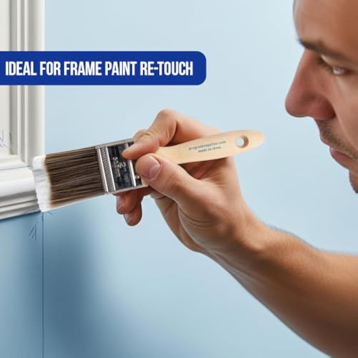 Pro Grade Paint Brushes, 5-Piece Paint Brush Set, Flat & Angle Brushes for Walls, Trim, Cabinets, Interior & Exterior Latex and Oil Paints, Stains